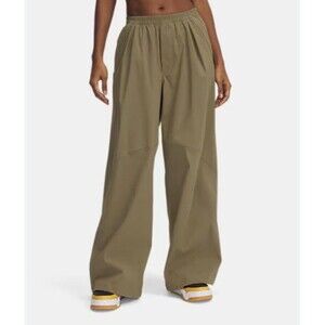 Under Armour Womens Small Pants Unstoppable Woven Parachute Bayou Green Wide Leg